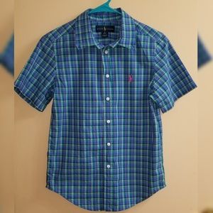 Boy's RL Polo Plaid Button Up Shirt Sz Medium